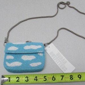 New Urban Outfitters Sloane Blue White Beaded Mini Shoulder Bag  Purse Clouds